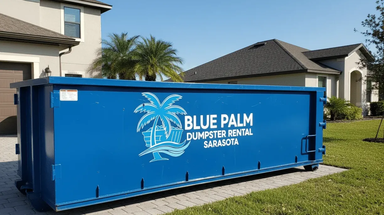 Heavy debris container loaded with concrete and masonry in Sarasota, Florida
